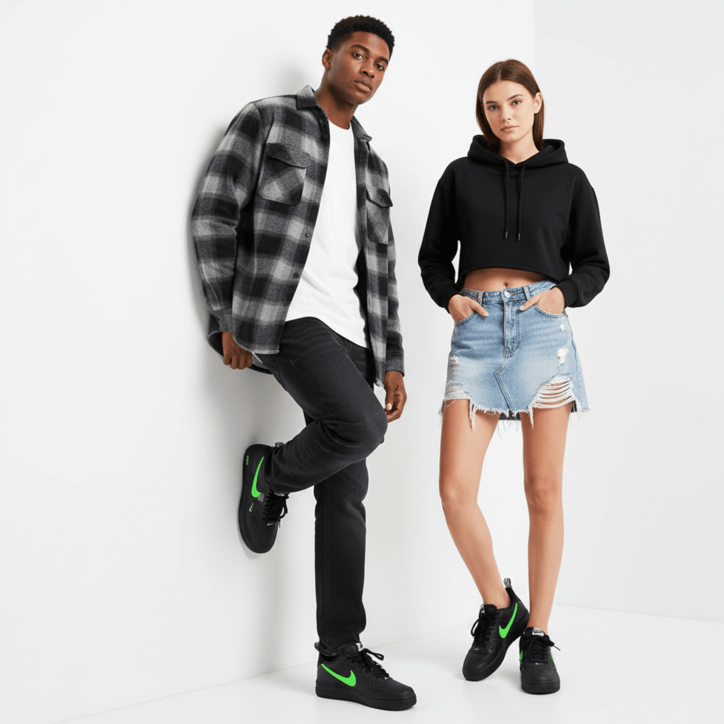 Air Force 1 Low negro y verde TM